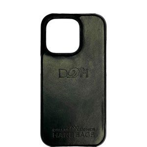 DALLAS DESIGNER HANDBAGS  Leather iPhone 15 Pro Max MagSafe Phone Case Black